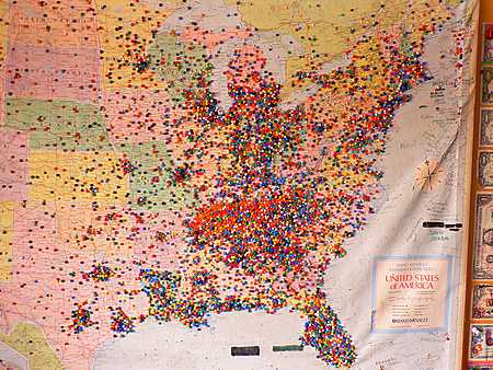 Map of Pete's visitors