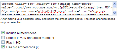 The "old embed code" option uses an Object tag, which works fine with WordPress The "old embed code" option uses an Object tag, which works fine with WordPress