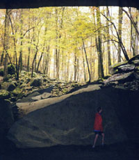 Jesse Martin inside the rock overlook